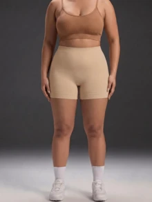 1 pezzo Pantaloncini modellanti senza cuciture a vita alta da donna, traspiranti ed elastici, sollevamento glutei & controllo addominale, pantaloncini modellanti aderenti e confortevoli per vita & addome, body shaper 2-in-1 per yoga e fitness, adatti per uso quotidiano, fitness, sotto i vestiti e recupero post-parto, massimo supporto, pantaloncini da donna - Albicocca - Visualizzare 3
