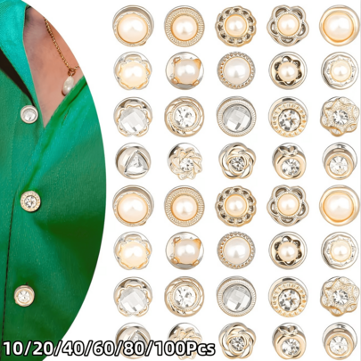 10/20/40/60/80/100Pcs Women's Fashion Brooch, Seamless Button Brooch, Pearl Rhinestone Brooch, Clothing, Hat Packaging Decoration, Safety Pin