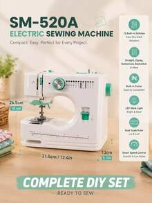 SOKANY High-End Household Electric Sewing Machine, Green, Double-Needle Double-Thread, Automatic Winding 12-Stitch Edge Locking, Metal Tip, Adjustable Speed, One-Button Reverse Sewing, With Lighting, Suitable For Family Use, Handmade DIY, Holiday Gifts - Mint Green - View 12