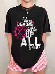 Blink-182 Unisex "All These Demons" American Punk Style T-Shirt - 黑色 - 查看 6