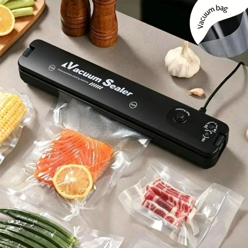 RAF Seladora a Vácuo 2 em 1, Suporta Selagem a Vácuo e Selagem Simples. Adequada para Preservar Carne, Legumes, Frutas, Bolachas e Outros Alimentos Secos e Macios. Ferramenta Prática de Cozinha, Adequada para Casa, Campismo e Viagens. Especial de Verão!