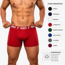 Kit 18 Cuecas Boxer Thander de Microfibra Lisa Adulto - Multicolorido - Visão 4