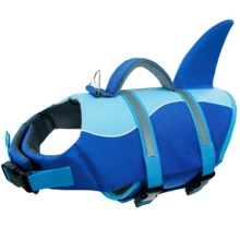 Chaleco salvavidas para perro con diseño de tiburón, alta flotabilidad, chaleco de natación para mascotas con asa, adecuado para perros pequeños y medianos - Azul - Ver 11