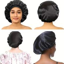 Juego de gorro de satén rosa para dormir, antifaz de felpa suave & lazos para el cabello, kit de accesorios de cuidado del cabello nocturno para mujeres - Multicolor - Ver 5