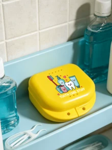 Tooth Print Letter Print, 7-Color Braces Retainer Box, Denture Box, Braces Box, Ideal Protective Case For Travel, Home, School, Gym, Camping, Office, Car And Other Occasions, Suitable For Teenagers, Adults, Orthodontic Patients, Braces Wearers, Invisible Aligner Users. - Multicolor - View 7