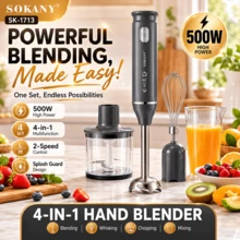 SOKANY 4-In-1 Hand Blender Set, Includes Multi-Function Blending Wand, Whisk, Chopper And Measuring Cup, Suitable For Food Processing And Baby Food Blending - EU C Type Plug(220-240V) - View 1