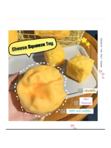 10cm Extra Large Moist Slow Rebound Soft Squeezable Square Cheese Stress Toy, Soft And Moist Touch, Fragrant Cheese Scent, Suitable For Adults Home And Leisure Entertainment, Great Gift For Holiday Parties And Birthdays - Multicolor - View 3