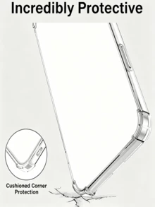 2pcs Compatible Shockproof Phone Case Set, Military-Grade Four-Corner Anti-Collision Structure, Effectively Buffers Impact During Drops. Made Of Anti-Yellowing TPU Material, Precise Cutouts, Responsive Button Feedback, Raised Lens And Screen Edges For Scratch Protection, Lightweight And Does Not Block Wireless Charging, Ideal For Personal Use, Backup, Or Replacement. Phone Accessories And Gift - Clear - View 3