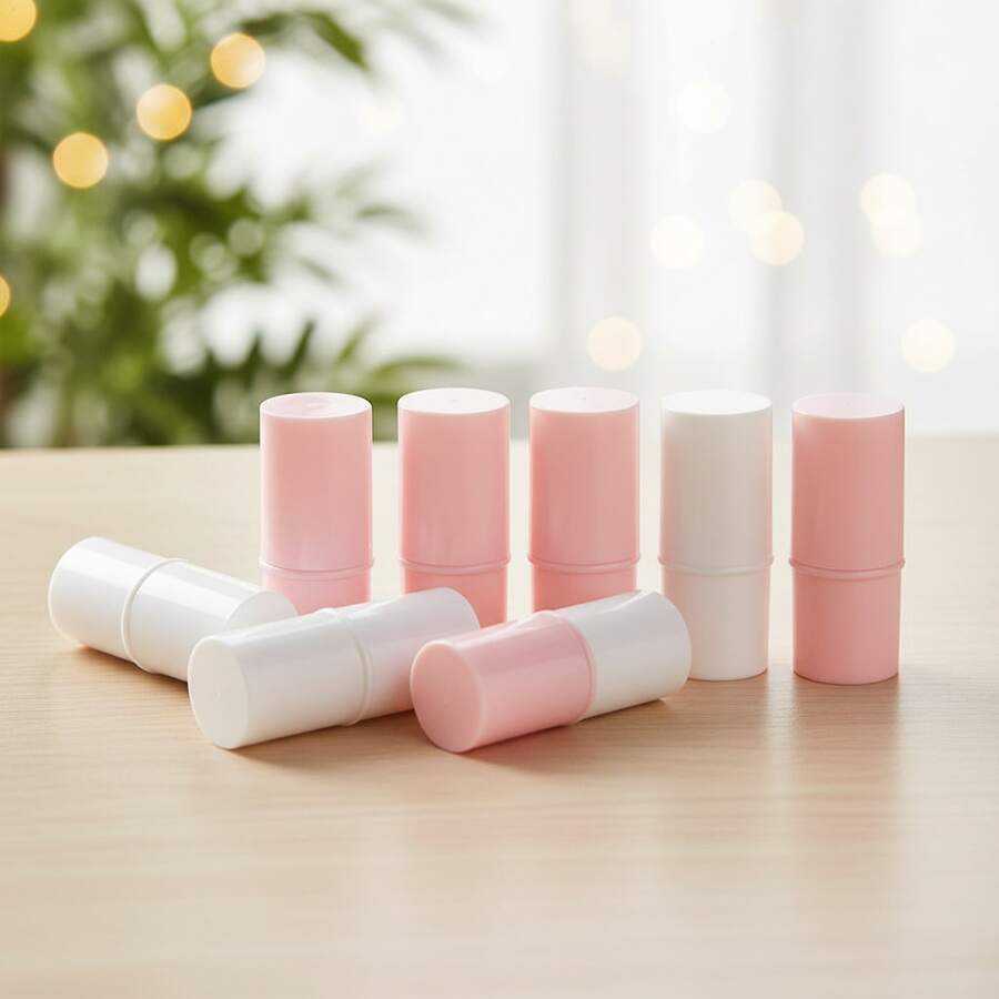 1/5pcs 5g Pink Plastic White Pink Solid Perfume Deodorant EMPTY Containers Portable Makeup Lipstick Tubes Contour Stick Packaging - Multicolor - View 1