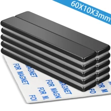 Batang Magnet Neodymium Kuat 50x10x3mm, Strip Magnetik Tahan Lama dari Logam Tanah Jarang dengan Perekat Dua Sisi, Magnet Persegi Panjang Logam yang Kuat untuk Pintu, Kulkas, Kantor, Dapur - 50X10X3mm-Perak - View 1