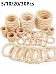 5/10/20/30 Buah Cincin Kayu Belum Selesai, Warna Solid, Cincin Bulat Kayu Alami, Cocok untuk Perhiasan Rumbai, Kerajinan, Dekorasi, Lingkaran Kayu - Khaki - View 13