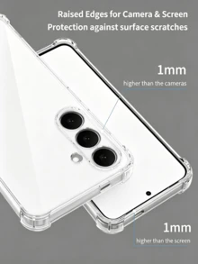 2pcs Compatible Shockproof Phone Case Set, Military-Grade Four-Corner Anti-Collision Structure, Effectively Buffers Impact During Drops. Made Of Anti-Yellowing TPU Material, Precise Cutouts, Responsive Button Feedback, Raised Lens And Screen Edges For Scratch Protection, Lightweight And Does Not Block Wireless Charging, Ideal For Personal Use, Backup, Or Replacement. Phone Accessories And Gift - Clear - View 2