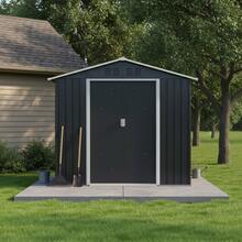 7x4.3ft Metal Garden Sheds Outdoor Storage Sheds Coal Grey With Window - Grey1 - View 2