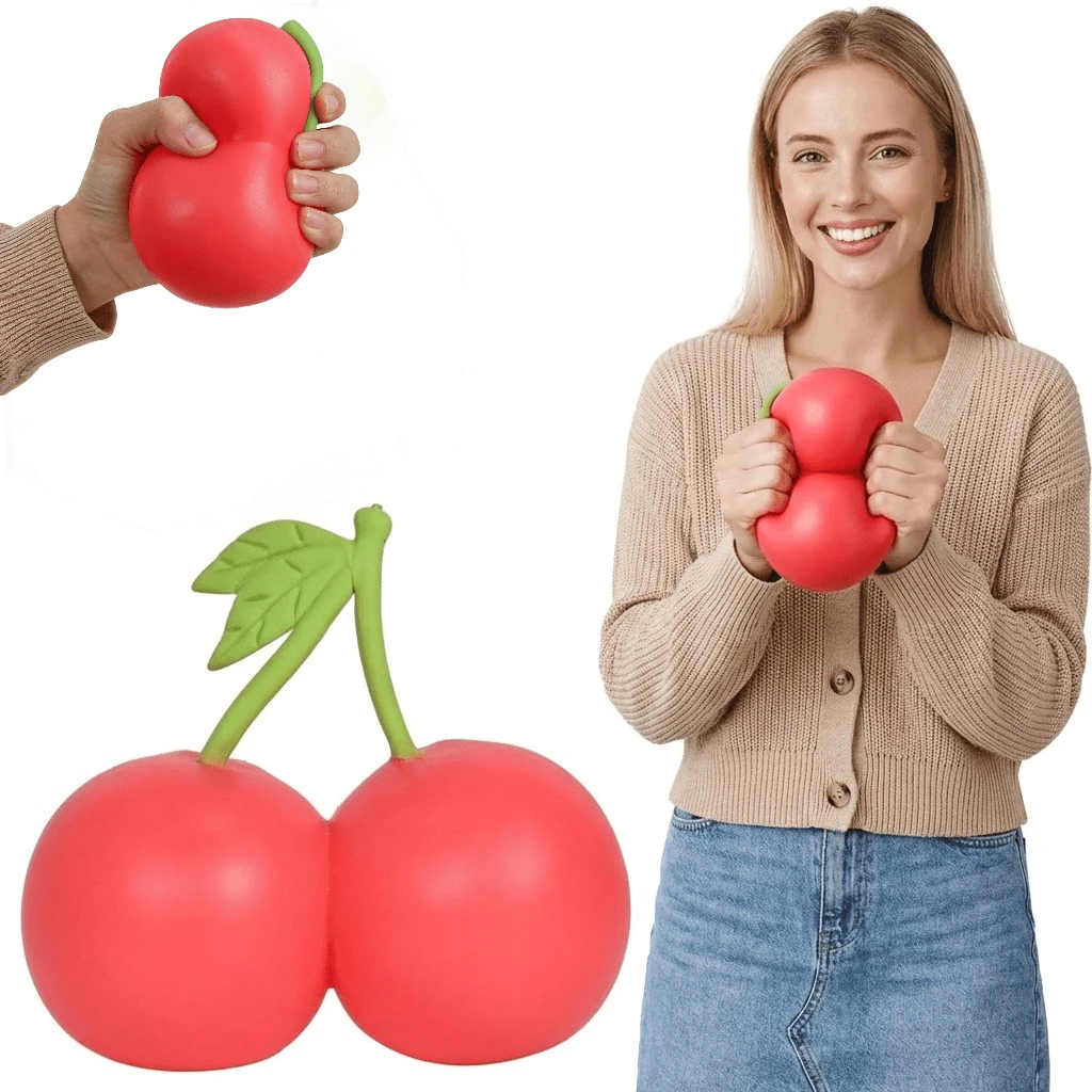 Gran juguete de estrés en forma de cereza, pelota de estrés elástica y estirada, lindo juguete de estrés en forma de cereza mochi, gran juguete de estrés con forma de alimento, juguete de alivio de estrés gigante para adultos, lindo regalo sensorial con forma de fruta, juguete de dedo para aliviar la ansiedad
