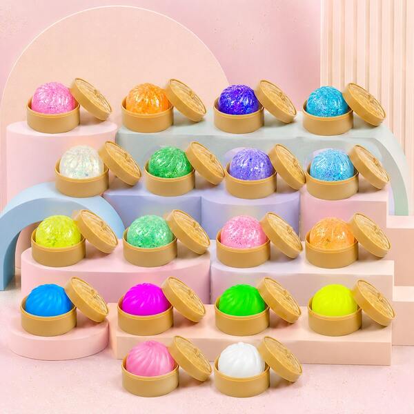 1/4/6 PCS, Dumpling Squishy Toys, Steamer Bao Bun, TPR Glitter Sensory Fidget, Soft Stretchy Squeeze Toy, Summer Camp Prizes, Pool Party Favors, Back To School Supplies, Classroom Rewards, Goodie Bag Fillers, Assorted Colors