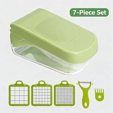 Tritatutto per verdure Pro – Dispositivo multifunzionale per tagliare patate, cipolle e verdure | Taglia a cubetti, affetta e trita velocemente | Pratico ed efficiente per la cucina - Set da 7 pezzi - Visualizzare 8