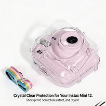 1個透明硬殼 Fujifilm Mini 12 拍立得相機保護殼，水晶透明PC材質，附可調節彩虹背帶，精準開孔，防震耐刮，可完全操作所有按鈕 - 查看 3