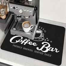 1 Coffee Machine Countertop Drip Pad, Water Dispenser, Coffee Machine, Absorbent Pad, Heat Insulation Coaster, Oil-Proof Table Mat, Suitable For All Kinds Of Countertops; Super Absorbent Non-Slip Silicone Drain Pad, Kitchen Countertop Drain Pad - Black - View 14