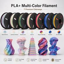 PLA+ 3D Printer Filament 1.75mm, 1.25KG Multicolor Rainbow PLA Plus FDM Filament, Smooth Printing, Helps Reduce Tangling, Low Warping, For Most FDM 3D Printers, Models, Prototypes, Desk Decor & DIY Projects - View 3
