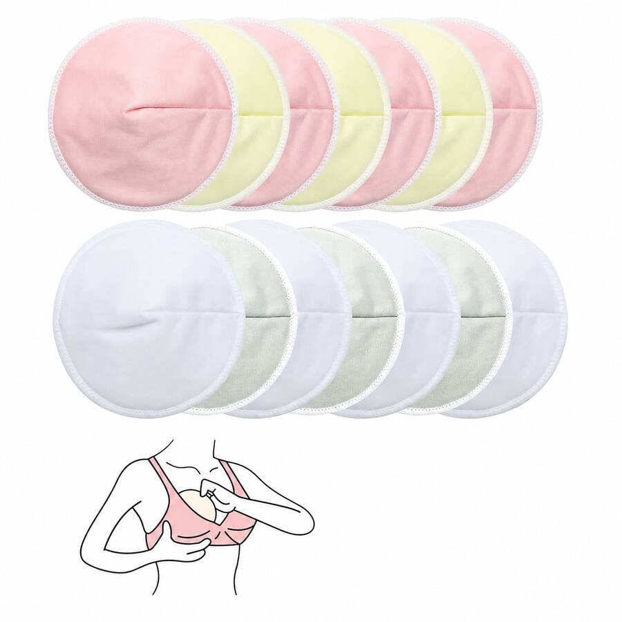 Reusable Breast Pads, Washable - Leak-Proof Breast Pads - Ultra-Absorbent Breast Pads (Large 4.7 Inch) (Random Color) - Multicolor - View 1