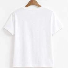 Camiseta para mujer con bola disco y estrellas, playera manga corta estampada, casual para fiesta, concierto, salida y outfit juvenil - Blanco - Ver 5