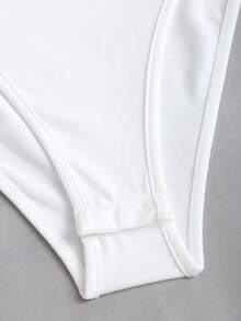 VIVINA Women's Summer Solid Color Casual Minimalist Versatile Ruched Bodysuit White - White - View 7
