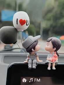 2 Pieces Set Of Cute Couple Car Interior Decorations, Suitable For Dashboard, Air Vents, And Display - A - View 11