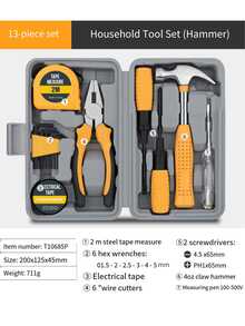24-In-1 Multi-Function Home DIY Repair Tool Set, Includes Claw Hammer, Tape Measure, Wrench, Voltage Tester, Screwdriver Bits, Pliers And Hardware Tool Box - High-Quality Carbon Steel Hand Tool Set, Home Repair Tool Set, Multiple Combinations For More Convenient Use, Portable Box Storage - Suitable For DIY Projects Home Tool Set, Complete Tools, Wide Application - Many - View 4