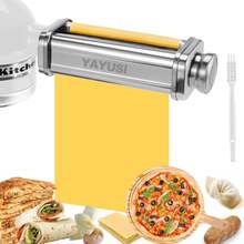 Accesorio De Rodillo De Pasta Para Batidora De Soporte KitchenAid, Máquina De Pasta Para Accesorios Y Accesorios De Ayuda De Cocina, Rodillo De Hoja De Masa Con 8 Grosores Ajustables - Plateado - Ver 7