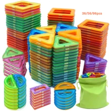 36/56/96 Peças Grandes Blocos de Construção Magnéticos, Brinquedos Educativos de Montagem para Crianças, Desenvolvem a Inteligência, Construção Criativa, Brinquedos Educativos para Viagem, Presentes de Volta às Aulas, Aniversário, Feriados, Natal e Halloween - Multicolorido - Visão 2