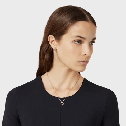 Armani EG3429221 Dây chuyền mặt trái tim vàng hồng ngọc trai xà cừ đính đá zirconia trang sức thiết kế cao cấp