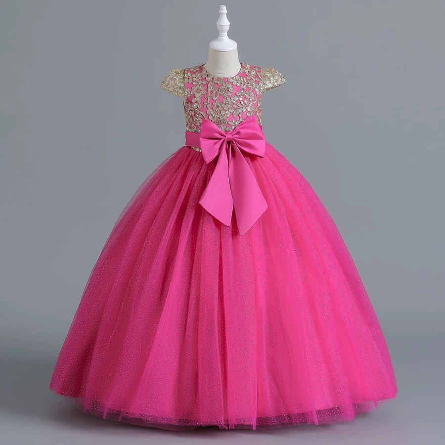 Tween Girl Butterfly Wedding Dress Princess Gown Girls Dress Flower Girl Wedding Birthday Party Holiday Gathering Host Piano Performance Evening Gown - Hot Pink - View 1