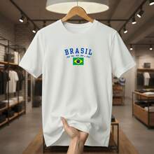 Camiseta Masculina BRASIL DE TODAS AS COPAS Sport Futebol Camisa das Conquistas em Algodão Uso Diário - Branco - Visão 3
