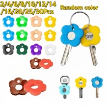 2/4/6/8/10/12/14/16/20/25/30Pcs Random Color Colorful Flower Design Retractable Key Identifier, 1.18 Inch Soft Silicone Keychain, Cute Key Holder For Home Office Organization Daily Use And Festival Gift Giving - Multicolor - View 12