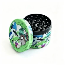 50MM-4層鋅合金金屬研磨器，卡通圖案風格外觀，適用於手工捲菸研磨器，節日禮物！情人節禮物！ - 綠色 - 查看 2