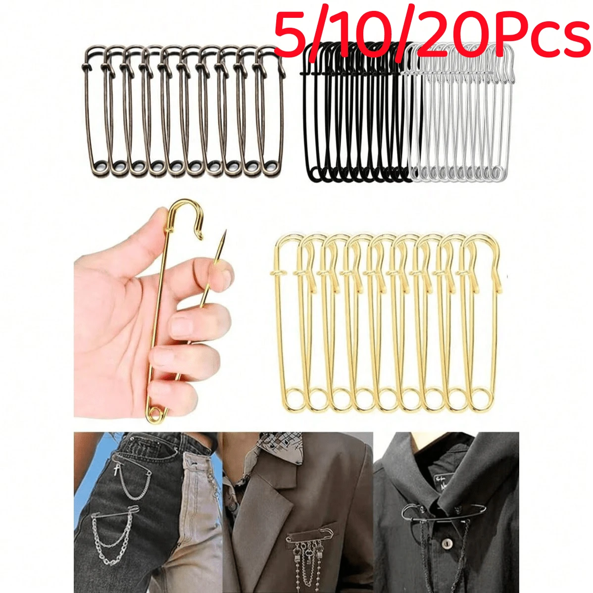 5/10/20Pcs Large Clothing Safety Pins, Heavy Duty Quilt Pins, Gold ...