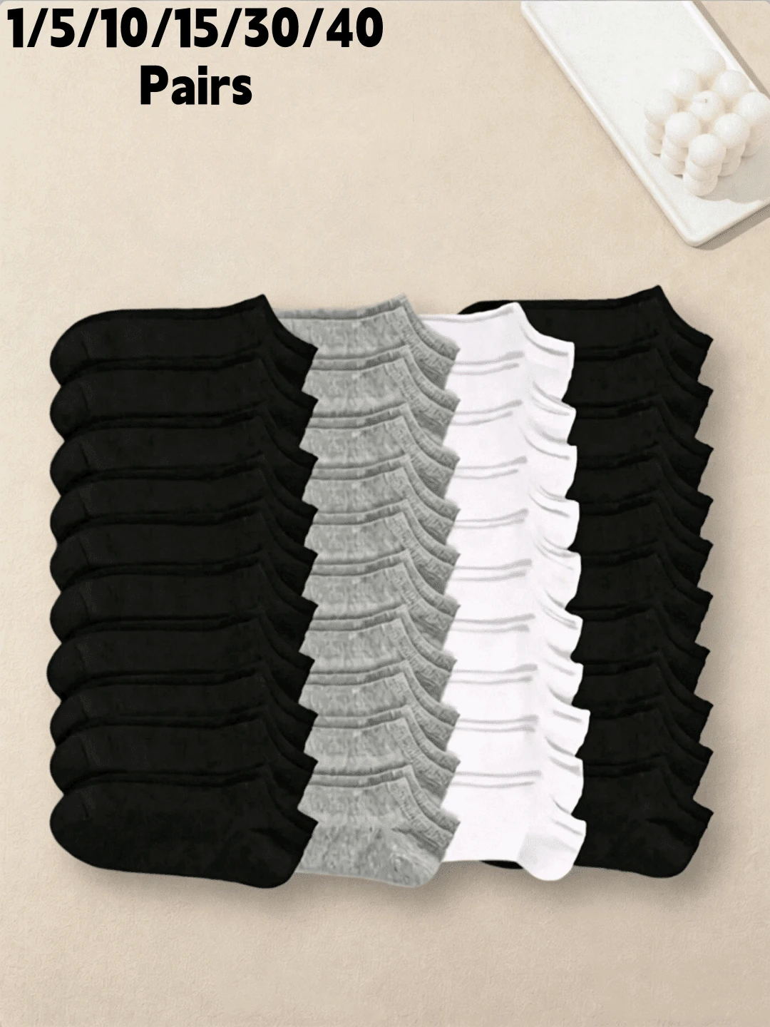 1/5/10/15/30/40 Pairs Unisex Kids & Adults Couple Sports Socks, Invisible Boat Socks, Spring/Summer Holiday Gift, Women & Men Multi-Functional Comfortable Minimalist Casual Short Socks, Suitable For Spring/Summer Wear - Multicolor - View 1