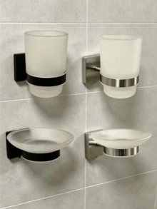 Stainless Steel Soap Dish, Wall-Mounted Soap Dispenser, Shower Gel Dispenser Bottle, Hand Soap Bottle, Bathroom Storage Hook, 1pc - Square Base - View 2