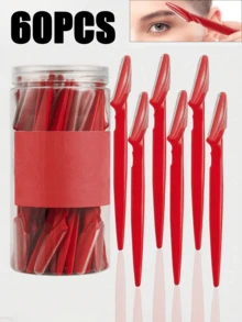 30pcs Red Eyebrow Razor & Shaver Set, Eyebrow Trimmer, Callus Remover, Body Hair Grooming Tools, Women Eyebrow Shaping Kit With Long Handle Blades And Precision Heads, Suitable For Home Or Travel - Red - View 12