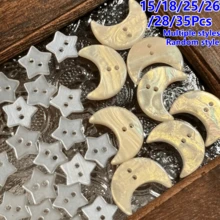 15/18/25/26/28/35Pcs Assorted Styles And Random Styles Five-Pointed Star Buttons, Pearlescent Moon Buttons, Clothing Accessories, Handmade, Scrapbook, Hair Accessories, DIY Decoration - Multicolor - View 12