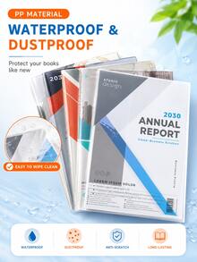 1-40pcs Plastic Book Covers - 10/20/30/40pcs Transparent PVC Book Sleeves, Waterproof Reusable Adjustable Clear Book Covers, Suitable For A4/16K/A5 Notebooks, Ideal For School, Office And Daily Use, Back To School Supplies - Multicolor - View 9