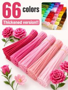 200pcs Pink Chenille Stems, Bendable Fuzzy Pipe Cleaners For Handmade Crafts, Plush Craft Sticks, Colorful DIY Art Supplies For Craft Projects, Decorations & Creative Handmade Designs - Pink - View 1