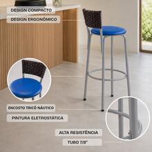reed space Kit 3 Banquetas em Junco Tabaco com Design Sofisticado para Decoração Moderna - Azul - Visão 5