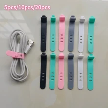 5個/10個/20個手機線材整理夾，耳機線夾，充電線理線夾，3孔線材收納固定夾，數據線繞線束帶 - 彩色 - 查看 10