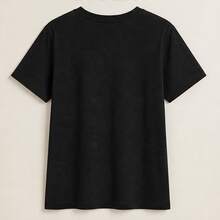 Women's T-Shirt With Dachshund Print, Short-Sleeved Printed T-Shirt, Casual Cotton Round Neck Blouse, Comfortable For Everyday Wear And As A Gift - 黑色 - 查看 5