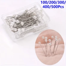 100/200/300/400/500入 縫紉針、圓形仿珍珠頭大頭針、絎縫針、布料針，適用於手工藝、縫紉、捲邊、珠寶配件裝飾、婚禮珍珠花針 - 白色 - 查看 2