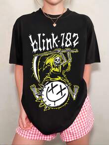 Unisex T-Shirt Blink-182 Skeleton In Yellow And Black, Versatile Neutral Style - Black - View 7