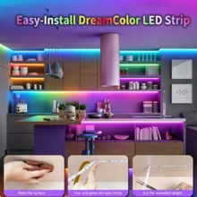 1入夢幻色RGB LED燈條，多色同步顯示，15種動態模式，24鍵紅外線遙控器，5V USB供電，自黏式燈條，適用於客廳照明、派對與展示架裝飾 - 24-Key 5050 Dream Color - 查看 9