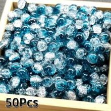 50顆 8mm 水晶玻璃珠 北極光藍色 裂紋圓珠 DIY 手工珠寶 手鍊項鍊耳環製作 - 彩色 - 查看 20
