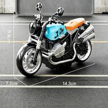 1件復古摩托車套裝，3色可選，前輪轉向連桿，按壓發聲發光，慣性滑行，ABS材質，生日禮物，收藏展示 - 彩色 - 查看 6